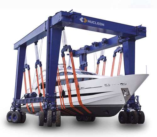 Portalkran mit Gummireifen - MBH - Nucleon (Xinxiang) Crane Co., Ltd. - für Schifffahrtsanwendungen / Zweiträger / hydraulisch