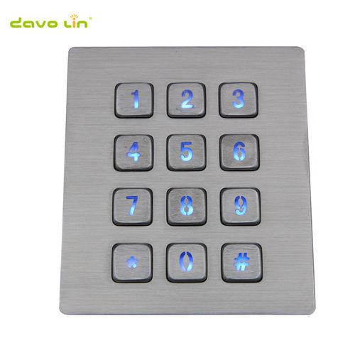Nummernblock / 12 Tasten - D-8208J-backlight - ShenZhen DAVO Electronics Co., Ltd - einbaufähig / Edelstahl / Edelstahl