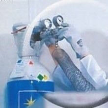 Laborgasflasche - OXYGENE N55 - AIR LIQUIDE FRANCE INDUSTRIE - Sauerstoff / O2 / zylindrisch