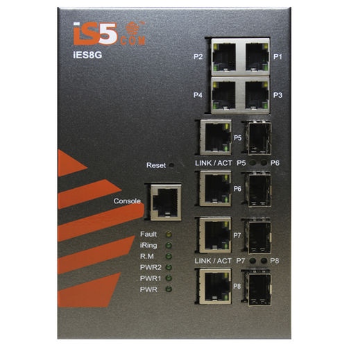 Ethernet-Switch / managed - iES8G - iS5 Communications - 8 Ports / Gigabit-Ethernet / für DIN-Schiene
