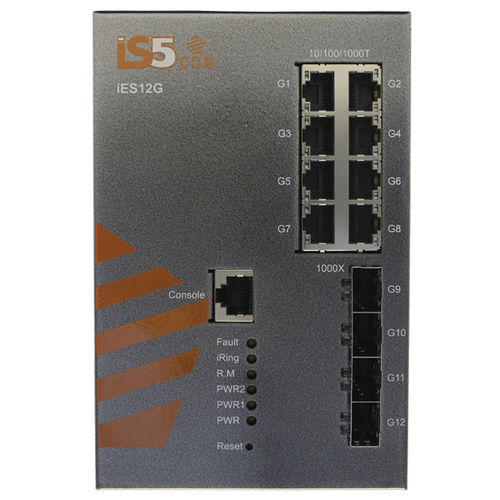 Ethernet-Switch / managed - iES12G - iS5 Communications - 12 Ports / Gigabit-Ethernet / für DIN-Schiene