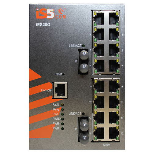Ethernet-Switch / managed - iES20G - iS5 Communications - 18 Ports / für DIN-Schiene / schnell