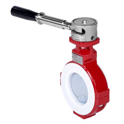 Absperrklappe - NKS-T series - Richter Chemie Technik - Hebel / Zwischenflansch / PFA-beschichtet