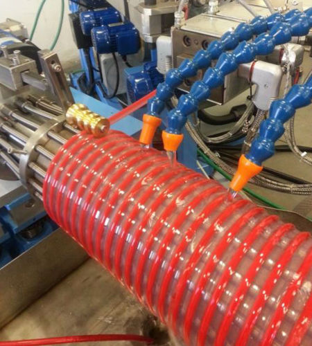 Rohrextrusionsanlage - Teknomast Srl - für Thermoplaste / Spiralschlauch