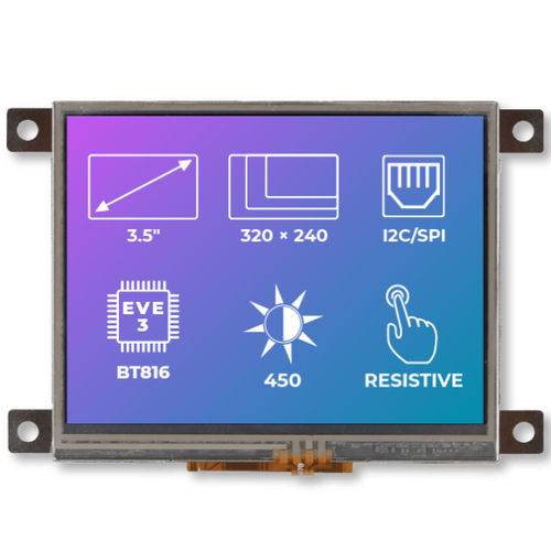TFT-Displaymodul - RiTFT-35-RES-FR - Riverdi - mit resisitivem Touchscreen / 320 x 240 / Industrie