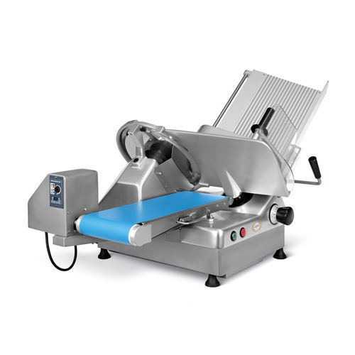 Industrielle Speckschneidemaschine - UNI 350 BACON - ABM company S.r.l. - halbautomatisch / Rundmesser / Edelstahl