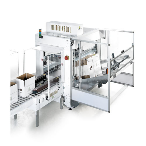 Automatischer Kartonaufrichter - GOLDFLEX 608L - MARCHETTI PACKAGING S.r.l. - Hotmelt-Klebstoff / mit Klebeband / mit hohem Durchsatz