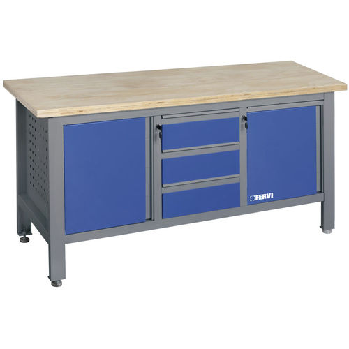Holzwerkbank - B009/B2 - FERVI - für Werkstatt / mit 3 Schubladen / mit Doppeltür