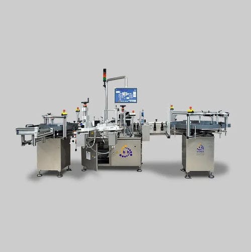 Vollautomatisches Etikettiersystem - VRM-DS - b+b Automations- und Steuerungstechnik GmbH - für Flaschen / Dosen / zur Rundumetikettierung