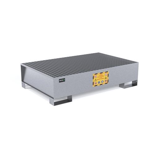 Auffangpalette für 2 Fässer - VA200RZ - Ricomi srl - galvanisiertem Stahl / mit verzinktem Gitterrost
