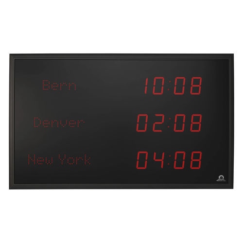 Uhr mit mehreren Zeitzonen - TZI series - MOBATIME Swiss Time Systems - Digital / LED / für den Innenraum