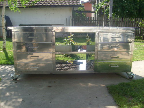 Edelstahl-Werkbank - BAN-INOX - 8-Schubladen / mobil