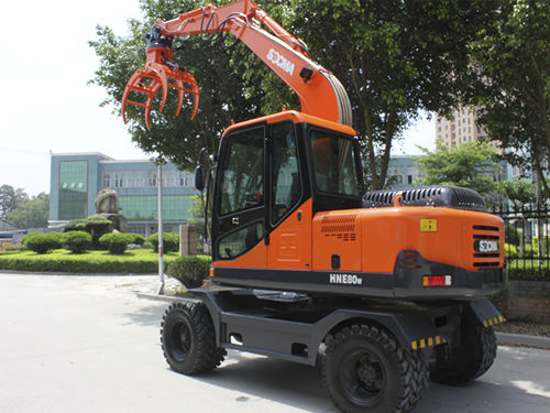Großformatiger Bagger - HNE80W - Fujian Huanan Heavy Industry Machinery Manufacturing Co.,Ltd. - mit Gummireifen / Diesel / für Baustellen