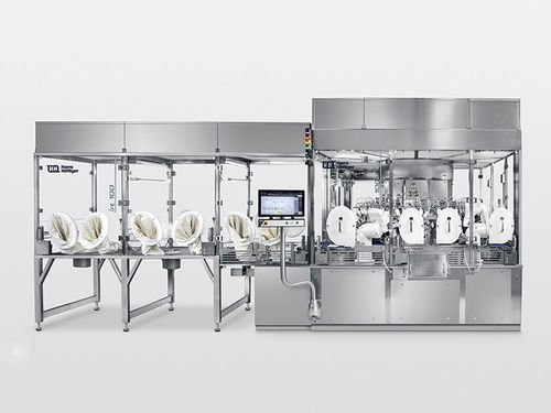 Automatische Abfüllmaschine mit Traysealer - LRT-A - HOEFLIGER - für Säcke / für Flüssigkeiten / für Pharmaprodukte