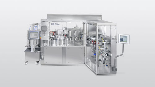 Automatische Abfüllmaschine mit Traysealer - LOT - HOEFLIGER - für Säcke / für Flaschen / für Tuben