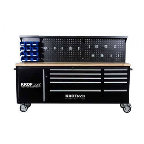 Holzwerkbank - 8630 - KROFtools Professional Tools - mit Schublade / mobil