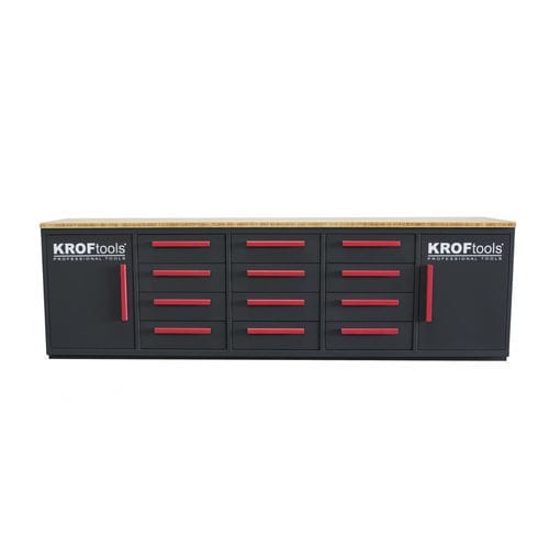 Stahl-Werkbank - 8670 - KROFtools Professional Tools - für Werkstatt / mit Schublade / mit Tür