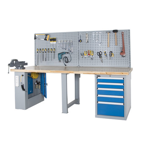 Stahl-Werkbank - FZ-1008 - ChengDu SanJi Technology Co.,LTD - mit Schublade / mit Fächern / mit Tür
