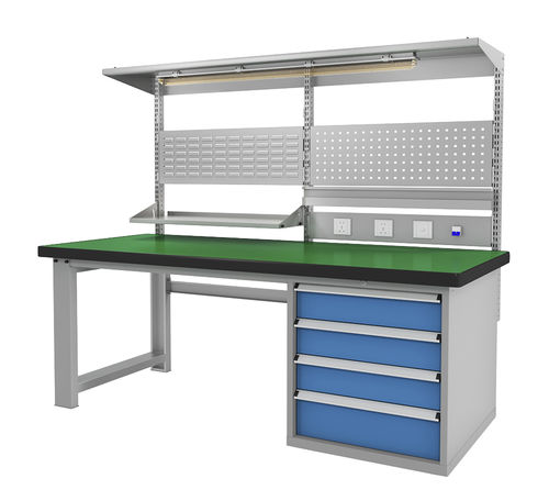 Stahl-Werkbank - FZ-1041 - ChengDu SanJi Technology Co.,LTD - mit 4 Schubladen / mit Fächern / mit Lochwand