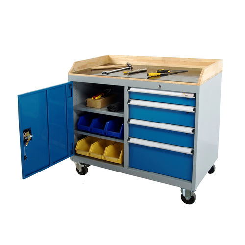 Stahl-Werkbank - FCY-2006A - ChengDu SanJi Technology Co.,LTD - mit Schublade / mobil / mit Fächern