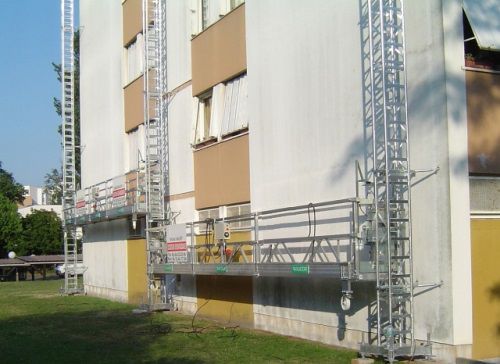 Hängende Plattform - ACCESUS - für Baustellen / Gerüst / mit Sicherheitsgeländer