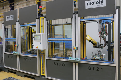 Schweißroboterzelle - k9 - Motofil - für Materialumschlag / für die Automobilindustrie
