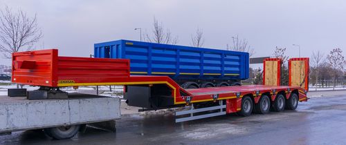 Baumaschinentransporter-Sattelauflieger - Emirsan Trailer - mit pneumatischer Aufhängung / Ultra-Tieflader / Baustellen