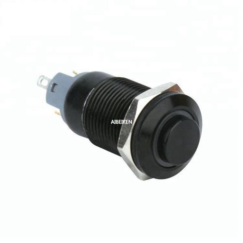 LED-beleuchteter Drucktaster - B12S-G10Z-E black - YUEQING AIBEIKEN ELECTRIC CO., LTD. - IP65 / mit grüner LED / mit weisser LED