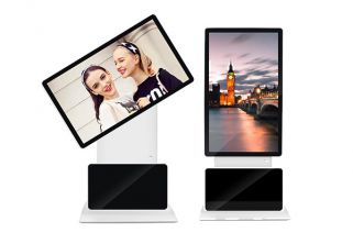 Werbe-Hinweispfahl - ADV5531 - AIYOS Technology Co., Ltd. - für LCD-Anzeige / Aluminium