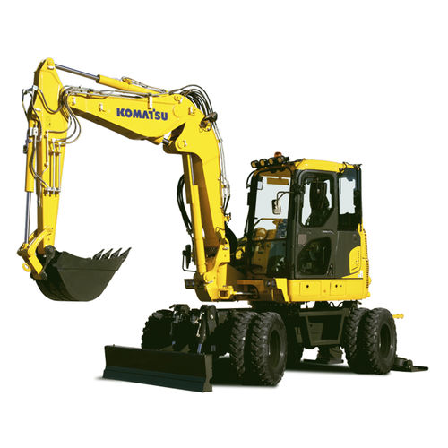Bagger / mittlere Größe - PW98MR-10 - Komatsu Europe - mit Gummireifen / Tier 4 Interim / für Baustellen