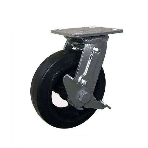 Lenkrolle - 600PS-100050R-12-STL - Taizhou Wanda Casters & Hardware Mfg. Co., Ltd. - mit Grundplatte / Stahl / Gummi