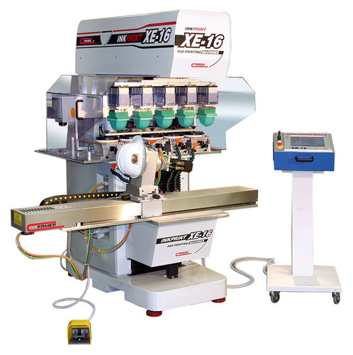 Tampondruckmaschine mit geschlossenem Farbgebersystem - COMEC ITALIA - automatisch / 5-Farben / für Sicherheitshelm