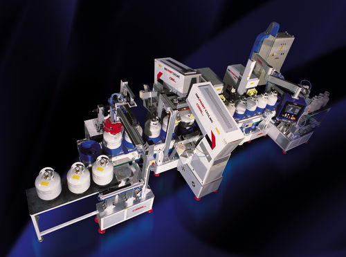Tampondruckmaschine mit hermetischem Farbgebersystem - LIN.STA. 01.1260 - COMEC ITALIA - automatisch / 8-Farben / für Gasflaschen