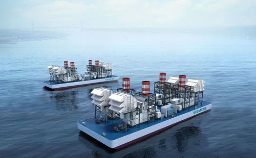 Turbinenkraftwerk - Siemens Energy - Power and heat generation - schwimmend