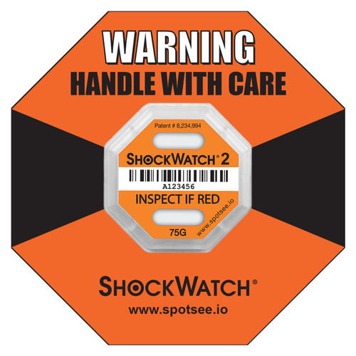 Etikett für Stoßdetektion und Kippvorgang - ShockWatch 2 - SpotSee - fälschungssicher / für Versand / für medizinische Geräte