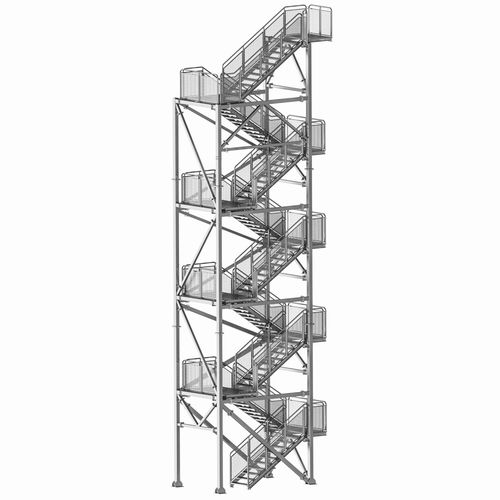Gerade Treppe - TLC - Metall / vergittert / für Ziternen