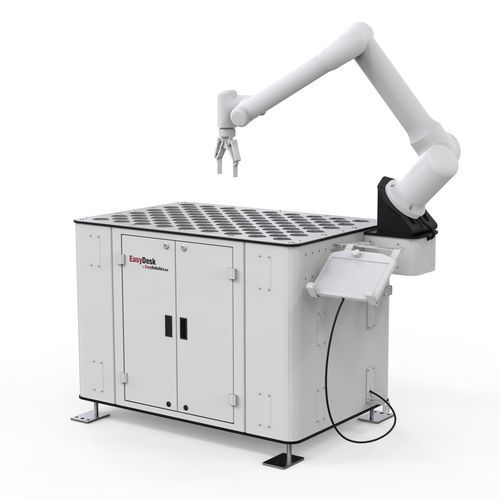 Roboterzelle zur Maschineneinspeisung - EasyDesk Tray - EasyRobotics - für Werkzeugmaschinen / für die Automobilindustrie / für Kleinteile