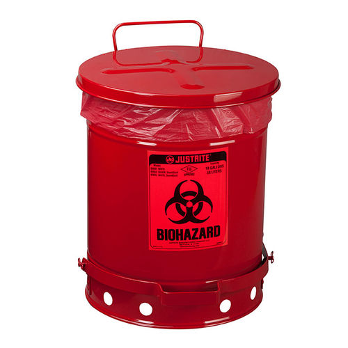 Müllbehälter / galvanisiertem Stahl - 05930R - Justrite Safety Group - für medizinische Produkte / für Risikoprodukte / mit Runddeckel