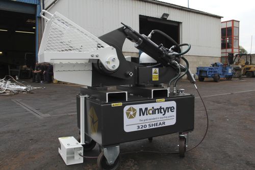 Hydraulikschere - McIntyre 320 - JMC Recycling Systems Ltd - für Stahlschrott / für Kabel / Alligator