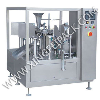 Automatische Abfüllmaschine mit Traysealer - XFG-200 - Shanghai Xingfei Packaging Machinery Co., Ltd. - für Säcke / für Flüssigkeiten / Pulver