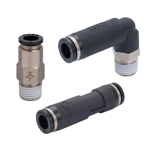 Anschluss mit Absperrventil - PS series - NIHON PISCO CO., Ltd. - pneumatisch / Push-in / rechtwinkelig