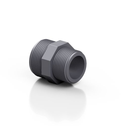 PVC-U-Nippel - RERNRE series - Effast - Gewinde / rechtsseitig / sechseckig