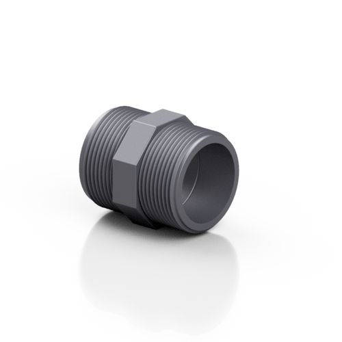PVC-U-Nippel - RERNIE series - Effast - Gewinde / rechtsseitig / sechseckig