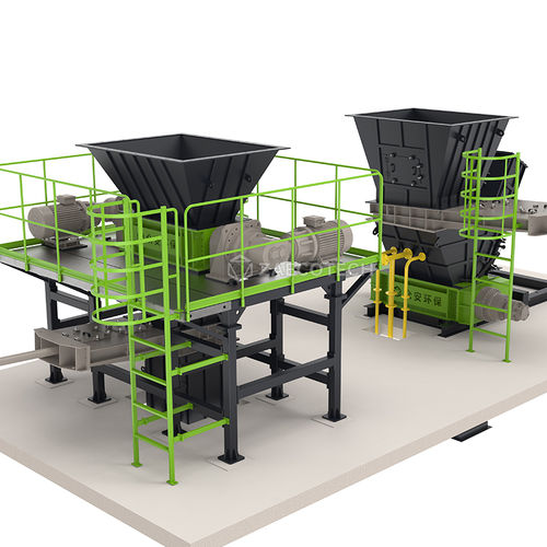 Abfallbehandlungsanlage / gefährliche Abfälle - MEDICAL/TON BAG/PAINT BARREL - ZhengZhou ZA ECOTECH Co.,Ltd - automatisiert / mit Reißwolf / mit Förderer