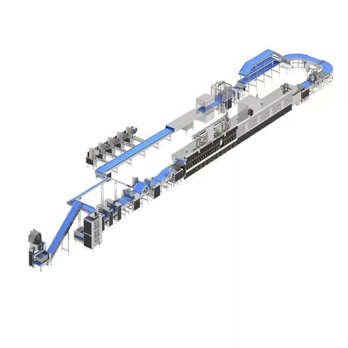 Produktionsanlage für Kekse / hohe Kapazität - HJ1000 - Guangdong Shunde Huaji Machinery Industrial Co., Ltd. - mit Schneider / mit Walzwerk / mit Tunnelofen