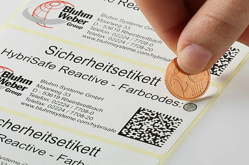 Sicherheit Etikett - Bluhm Systeme GmbH - bedruckt