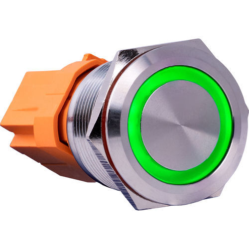 IP67-Drucktaster - Button22A-L-GR - Joy-It - Edelstahl / mit grüner LED / Verriegelung
