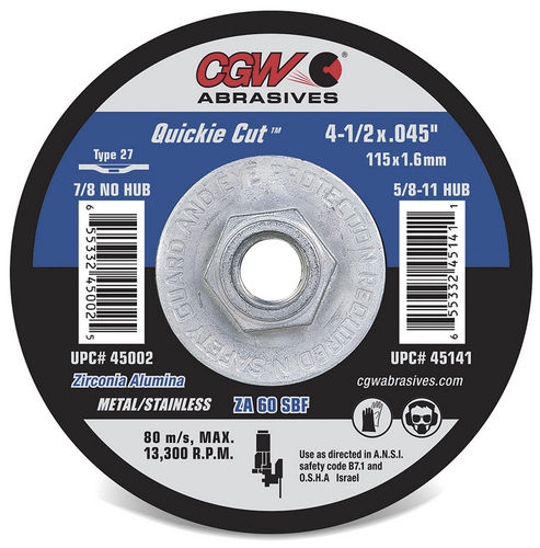 Trennscheibe für Stahl - 45001 - CGW Abrasives - für Edelstahl / Aluminiumoxid / Zirkonoxid