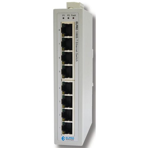 Ethernet-Switch / unmanaged - 1080E-T - ELPRO Technologies - 8 Ports / 10/100BaseT(X) / für DIN-Schiene