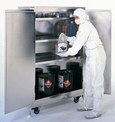 Werkstattschrank - max. 1 410 x 610 x 1 651 mm - Terra Universal Inc. - auf Füßen / doppeltürig / Edelstahl